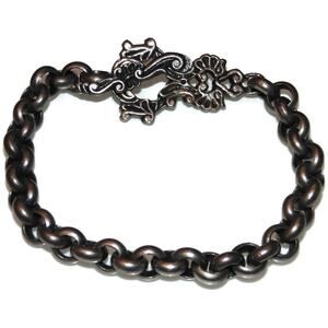 Vintage Estate Sterling Silver Chain Rolo Ornate Toggle Clasp Bracelet 8.5"